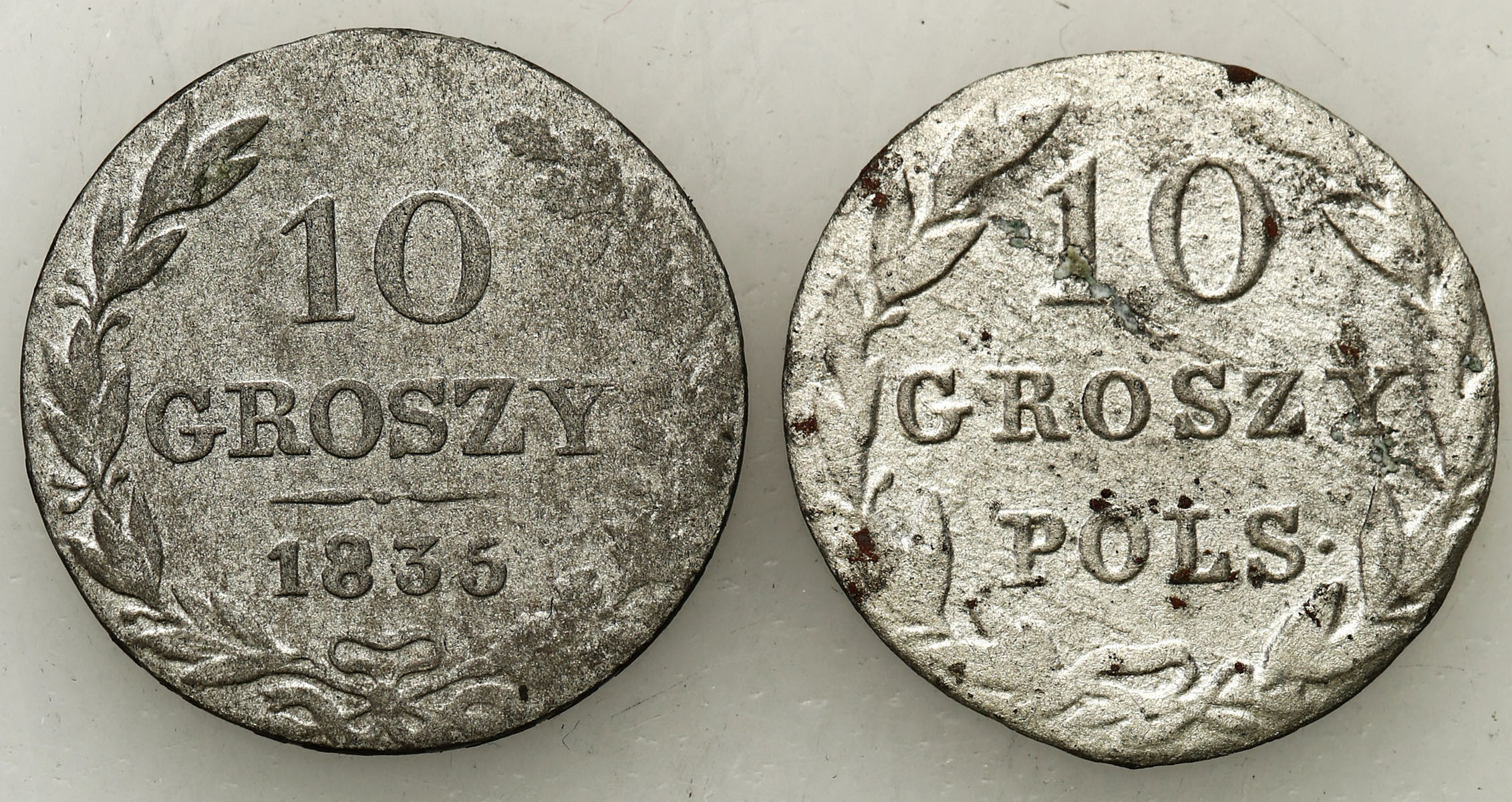 Polska XIX w. / Rosja, Mikołaj I. 10 groszy 1830 KG, 1835 MW, Warszawa – rzadsze roczniki